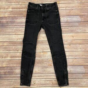 Pilcro and the Letterpress High Rise Denim Moto Leggings Ankle Zip